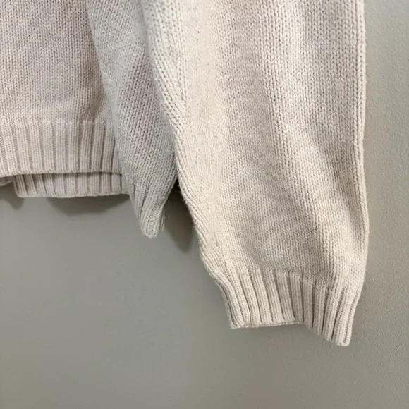 Y2K Vintage Chaps Ralph Lauren Men's Zip Up Sweater in Cream - Picture 5 of 7